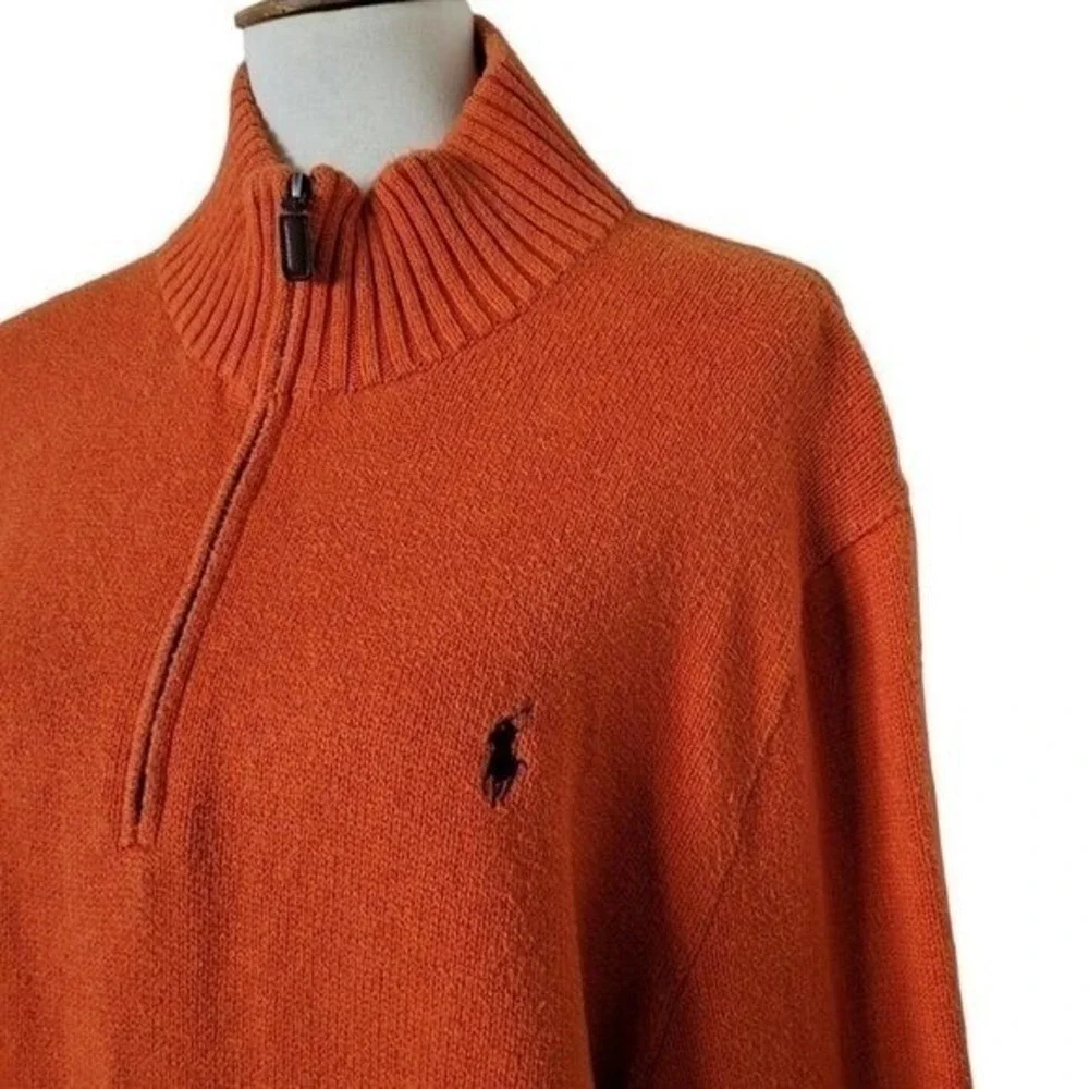 POLO Ralph Lauren Vintage‎ Orange 1/4 Zip Sweater